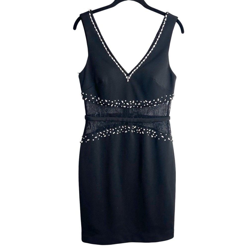 Basix Black Label Lace Beaded BodyCon Dress EUC SZ8 - Picture 9 of 10